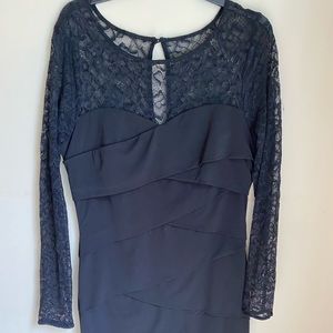 Black body contour dress with mesh top